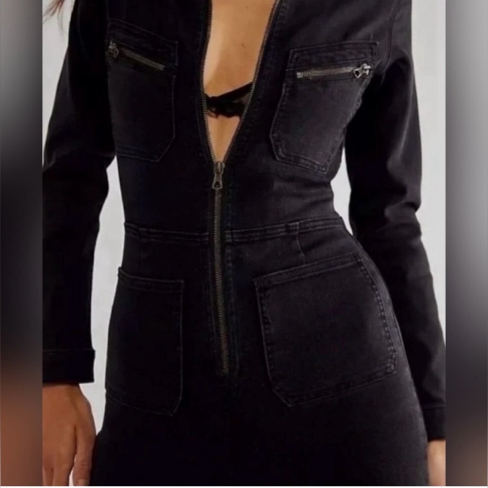 Free People Lennox Skinny Fit Denim Jumpsuit - Picture 2 of 7